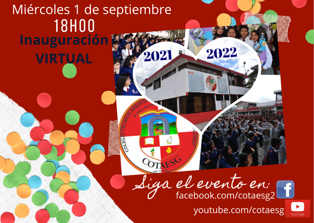 Inauguración año lectivo 2021 2022
Siga evento facebook youtube